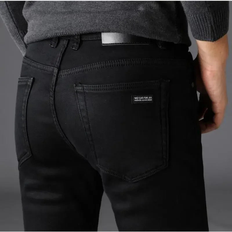 Spring Autumn Men Classic Fashion Brand Jeans Homme Man Soft Stretch Black Biker Masculino Denim Trousers Mens Pants Overalls
