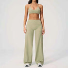 Women's Fitness Set Gym Tracksuit Breathable Sports Bra Flared Trousers Suit Workout Clothing Sportswear Female Athletic Wear