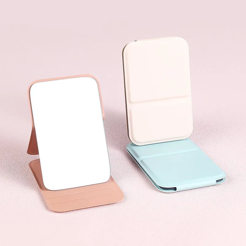 Small mirror Portable mirror Simple mini makeup mirror Desktop women's vanity mirror Folding portable makeup mirror