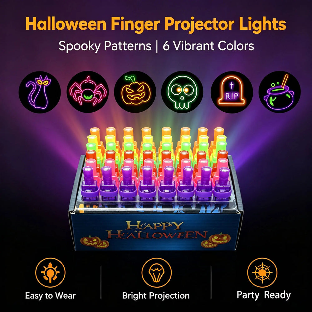 36PCS Halloween LED Finger Lights Neon Party Favors Glow in the Dark Rave Party Supplies Goodie Bag Stuffers Box Prizes