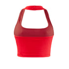 Women's Sleeveless Vest Ribbed Knit Top Halter Neck Summer Basic Red Casual Sports Vest Off Shoulder Ladies Vest Casual Sexy