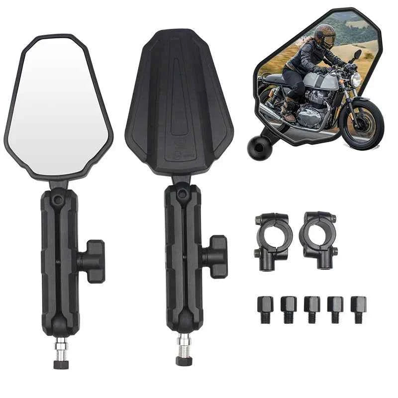 Universal Motorcycle Mirrors Angle Adjustable Folding Handlebar Side Mirror Compatible with Adventure Dirt Street Bike ATV