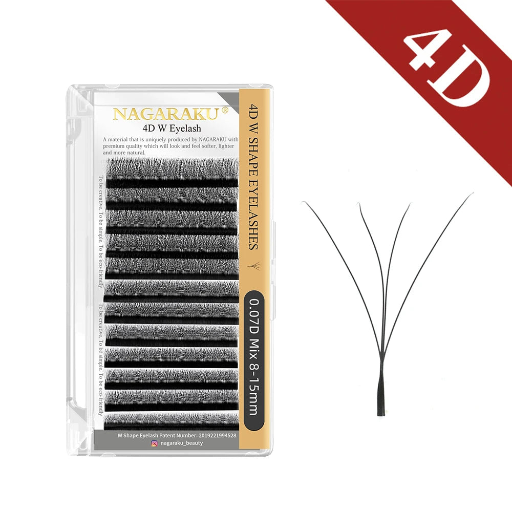 NAGARAKU Automatic Flowering W Shape Bloom 3D 4D 5D 6D Premade Fans Eyelash Extensions Natural Soft Light Full Dense
