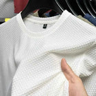 Men's Short Sleeve Mesh Bamboo Ice Silk T-shirt Casual Versatile Summer Elastic Slimming Top for Men