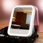 Touch‑Control LED Makeup Mirror, 3 Adjustable Lighting Modes Dimmable Brightness, 360° Rotatable USB‑Rechargeable Cosmetic Mirror, Portable for Home & Travel Use, Holiday Gift Option for Women
