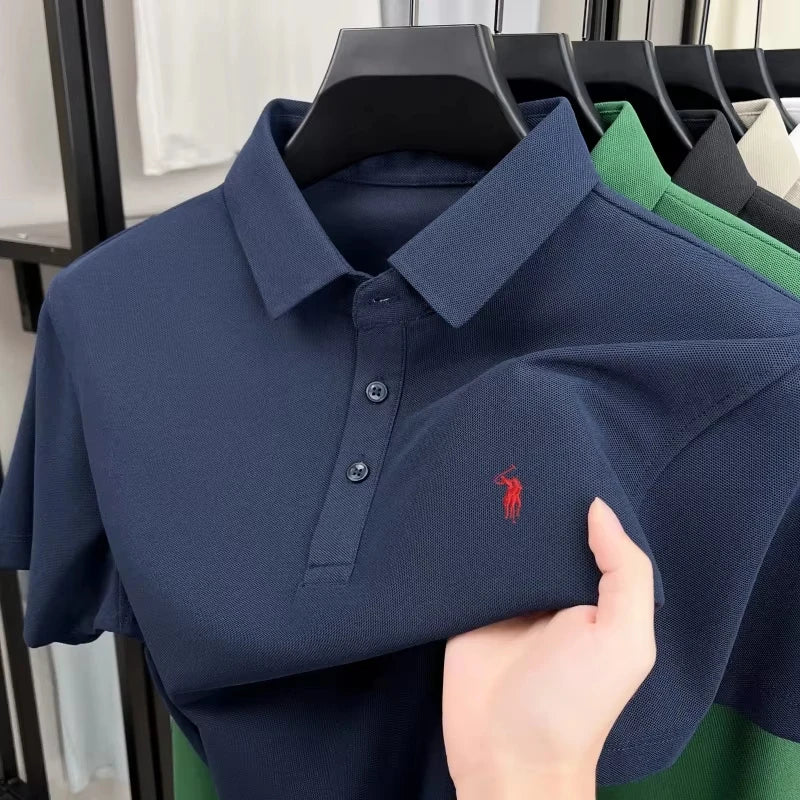 High end brand short sleeve men's polo shirt luxury pony summer Printed lightweight breathable T-shirt new fashion Paul top