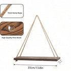 1Set Wood Hanging Shelves Swing Hanging Hemp Rope Wall Shelve Mounted Floating Home Living Room Plant Flower Pot Tray Storage