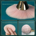 Rose Golden Fan Makeup Brush,Cosmetic Brush Loose Powder Brush ,Highlighting Brush Blush Brush-Soft Hair Makeup Fixing