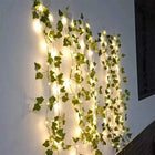 2M Green Leaf String Lights Artificial Ivy Vine Fairy Light Wedding Party Decoration Christmas Home Room Decor Wall Plant Wreath