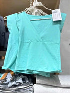 Mint Green V-neck Sleeveless T-shirts Women Summer Simple Fairy Style Slim Cotton Crop Tops Vintage Sweet Preppy Style Vests Y2K