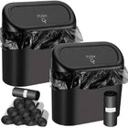 The covered car trash can contains 3 black garbage bags. The small car trash can is leak proof and miniature