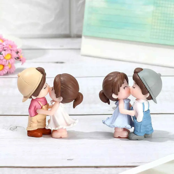 2pcs/pair Cute Lovers Ornaments Sweet Dance Couple Figurines Miniature Craft Decoration Fairy Garden Decor Home Wedding