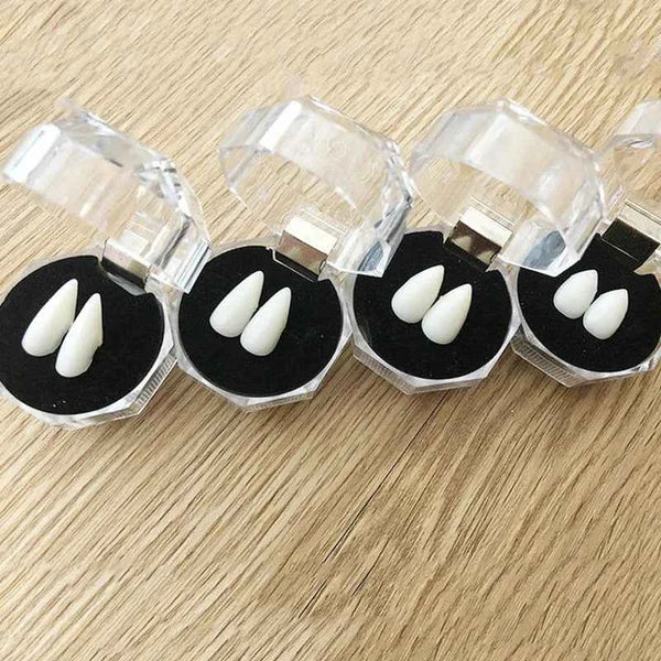 1 Pair Vampire Teeth Fangs Dentures Props Halloween Costume Props False Teeth Solid Glue Denture Adhesive Halloween Party Decor