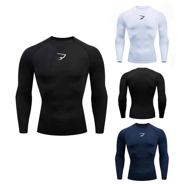 Men Running Compression T-shirt Long Sleeve Sport Tees Gym Fitness Sportshirts Male Jogging Tracksuit Homme Athletic Shirt Tops