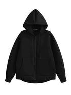 HH Autumn Women Gray Jacket With Hood Long Sleeve Big Pocket Zipper Jacket Coat Woman Loose Casual Outerwear Coat Tops