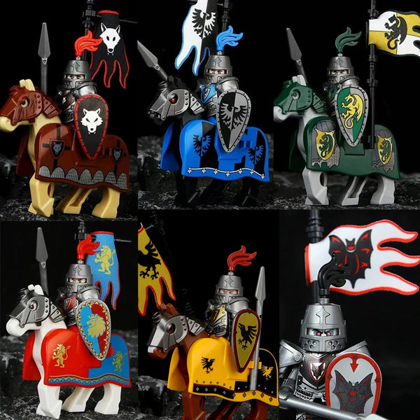 Green Dragon Raven Knights Shield Action Figures MOC Medieval Ancient Knights Scene Building Block Creative Toys for Children