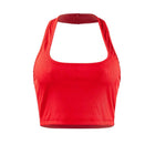 Women's Sleeveless Vest Ribbed Knit Top Halter Neck Summer Basic Red Casual Sports Vest Off Shoulder Ladies Vest Casual Sexy