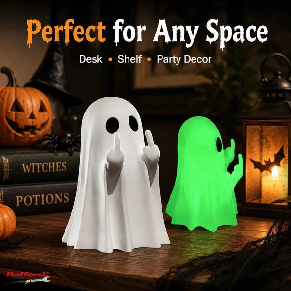 Cute Middle Finger Ghost Statue, Small Halloween Decor for Home, Centerpiece for Coffee Table, Adorable Horror Figure