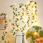2M Green Leaf String Lights Artificial Ivy Vine Fairy Light Wedding Party Decoration Christmas Home Room Decor Wall Plant Wreath