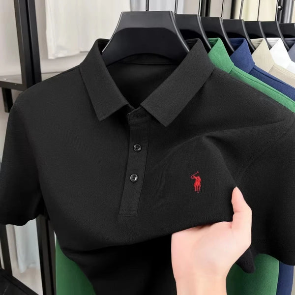 High end brand short sleeve men's polo shirt luxury pony  summer Printed lightweight breathable T-shirt new fashion Paul top