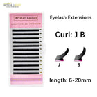ARTSTAR 12 Rows/Tray False Eyelashes J B Curl 6-20mm Eyelash Extensions Matte Black Lashes Makeup Tool