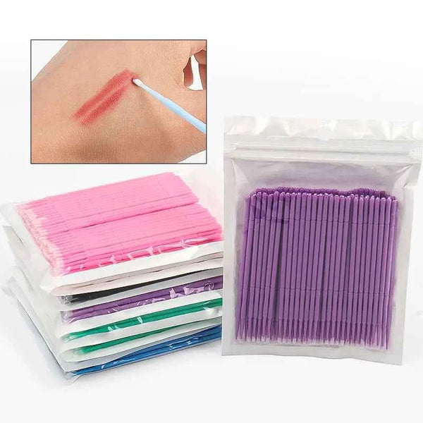 100PCS/Bag Bamboo Eyelash Extension Cleaning Swabs Lash Lift Glue Remover Applicators Microblade Makeup Micro Brushes Tools