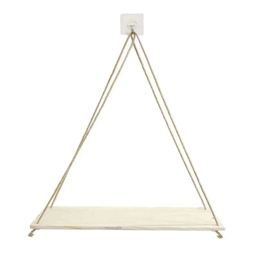 1Set Wood Hanging Shelves Swing Hanging Hemp Rope Wall Shelve Mounted Floating Home Living Room Plant Flower Pot Tray Storage