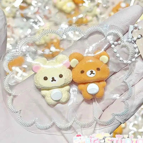 New Kawaii Two Bears Soft Squeeze Fidget Toy Stress Relief Toy Diy Ornament Relieve Adult Stress