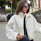 HXAO Polka Dot Bomber Jacket Women's Jackets Demi-Season Oversized Long Sleeve Top Outerwear Aviator Plus Size Zip Up Crop Coats