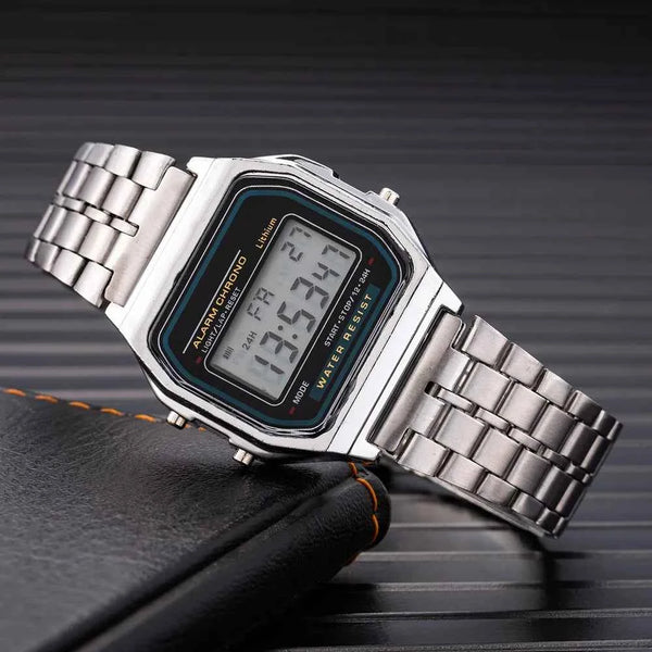 Stainless Steel LED Digital Watches for Men Gold Sliver Luxury Electronic Watch Fashion Business Mens Watch Relogios Masculino