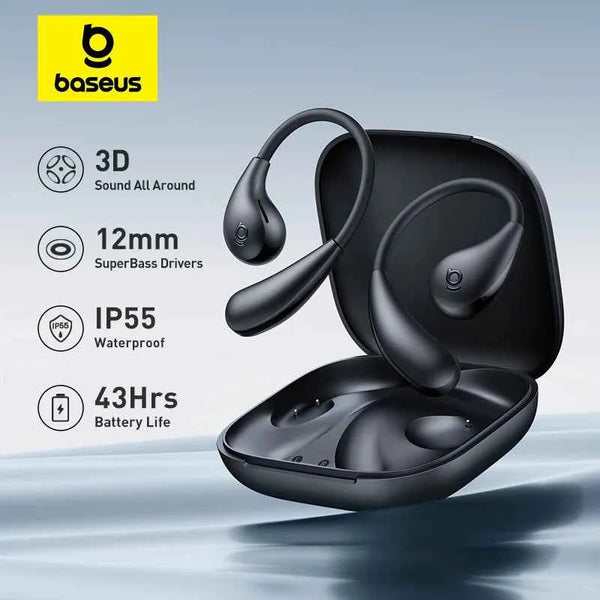 Baseus BF1 Lite Open-Ear Sport Wireless Earphones Bluetooth 5.4 EarHooks Big Bass Sport Earbuds 60Hrs Playtime