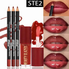 4pcs Lip Kit Set-3pcs Lip Liner+1pc Lip Glaze, Waterproof&Long-Lasting Matte Effect,Versatile for Casual & Formal Occasions,