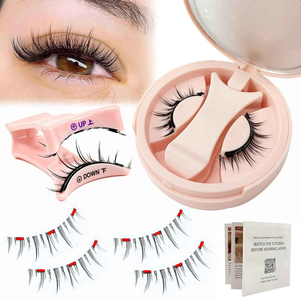 3Pcs Magnetic False Eyelashes With Mirror Case Tweezers Natural Fluffy Mink Lashes No Glue Magnetic Lash
