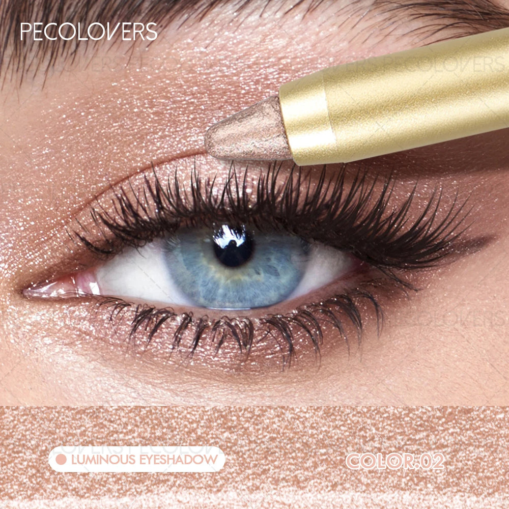 Smudge-Proof & Waterproof Eyeshadow Stick,Dual-Ended Eye with Shadow Stick,Sponge Brush,Glitter & Matte Finishes