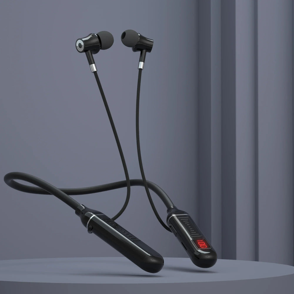 Wireless Earphones 5.3 Neckband Headphones Gaming LED Display Stereo Sports Headset Halter Waterproof Magnetic Earbuds
