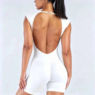 HISTELLO Impact Short Sleeve One Piece Women Open Back Workout Bodysuit Gym Quick Dry Romper Yoga Fitness Sports Solid Jumpsuit