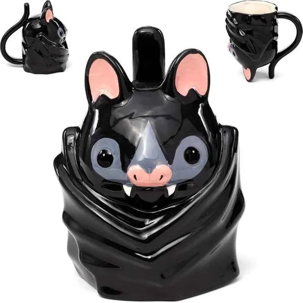 Creative cartoon bat ceramic mug, three-dimensional water cup, Halloween funny coffee cup, student dormitory cup