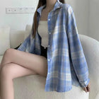 Plaid Shirt Women Fashion Autumn Long Sleeve Top Female Vintage Single Breasted Blouse Ladies Preppy Style Loose Check Shirts