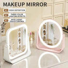 LED Makeup Mirror, Portable Flip Lighted Vanity Mirror with Touch Dimming, 3X Magnifier and Rechargeable Design for Desk