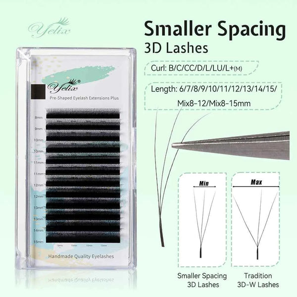 New 3D W Shape Small Opening Eyelash Extension Premade Volume Lashes L M Narrow 3D W Lashes Faux Eyelashes Makeup Tools