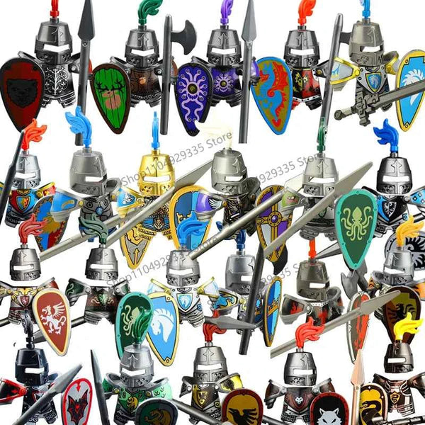 Medieval Military Soldiers Figures MOC Building Blocks Castle Black Eagle Wolf Octopus Griffin Ancient Knight Waffen Bricks Toys