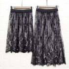 Fashion Transparent Sexy Lace Mesh Skirt Elegant Lace Long Tulle Skirt 2 Length Elastic High Waist Womens Skirt Ladies