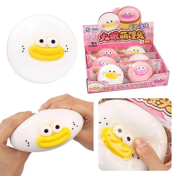 Cute Big Eyed Bun Squishy Toy, Giant Fluid Funny Mochi Squeeze Toy, Fidget Toy Kawaii Party Favors Kids Birthday Gifts Random